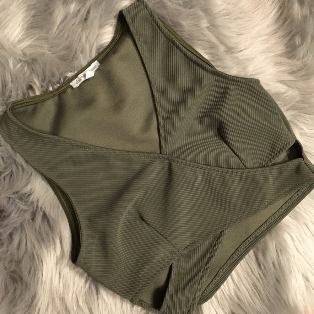 Army green crop top